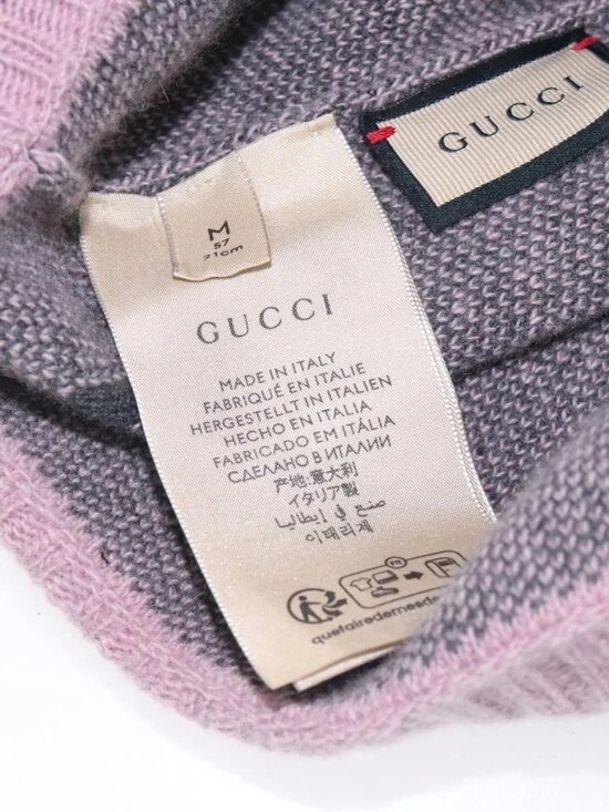 GUCCI GG Canvas Knitted Fabrics Cap Cashmere M Pink 676827 Auth am8353 main image 12